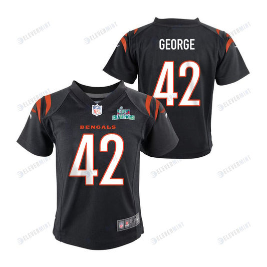 Allan George 42 Cincinnati Bengals Super Bowl LVII Champions Youth Game Jersey - Black