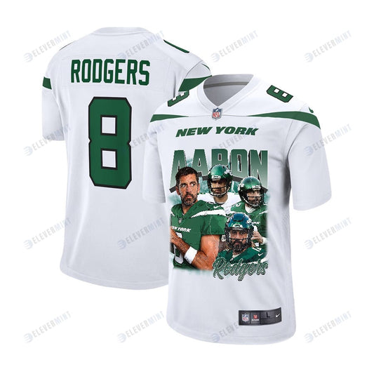 Aaron Rodgers 8 New York Jets Rocket Arm Game YOUTH Jersey - White